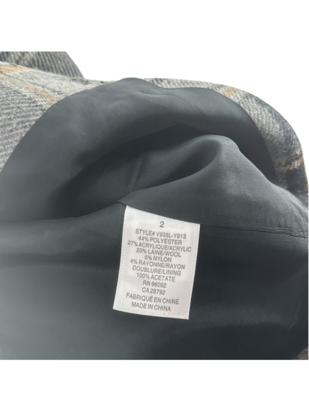 ABS by Allen Schwartz Plaid blazer elbow patches Notch Lapel Single Buttons sz 2 - Picture 10 of 11